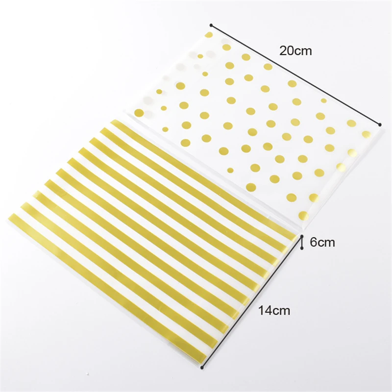 50 Stück 14 x 20 cm gestreifte Taschen für gebackene Kekse, Süßigkeiten, Nougat, Verpackung, Hochzeit, Party, Dekoration, Geschenktüten (ohne Band) – Detail 3