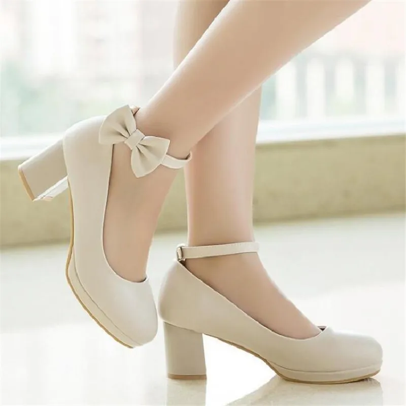 

Girls' Shoes Large Size 31-43 Women Shoes Strap Sexy Pumps Women Buckle Block 9cm Heels Stiletto Party Wedding Bridal Footwear