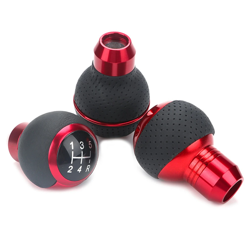 

5-скоростная 5R автомобильная серебристая AT MT из искусственной кожи, алюминиевая ручка переключения передач, рычаг переключения передач, рычаг переключения передач, головные ручки