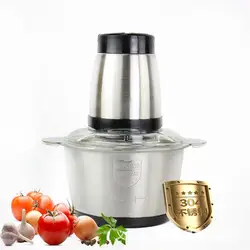 2 Speeds 200W Stainless Steel 2L Capacity Electric Chopper Meat Grinder Food Processor Slicer Household Mincer Food Chopper