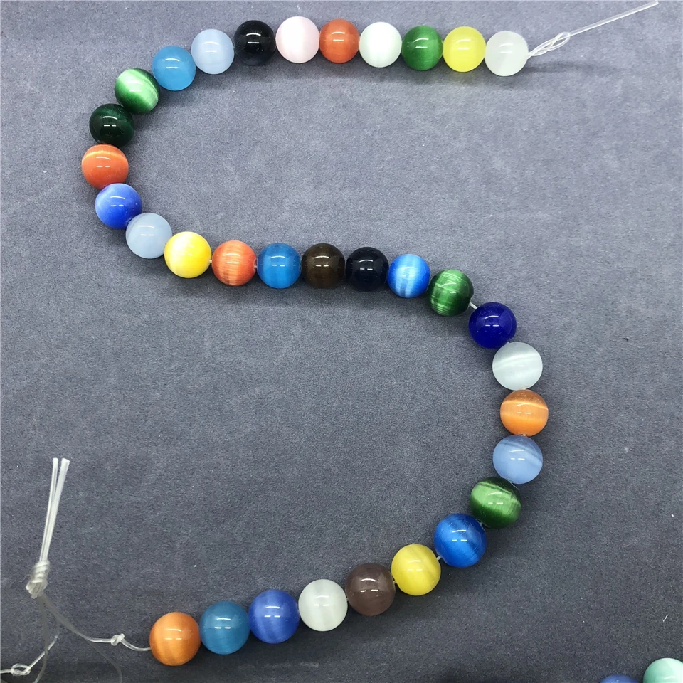 Colorful Cat Eye Beads 4-12mm Round Natural Loose Stone Bead Diy for Bracelet