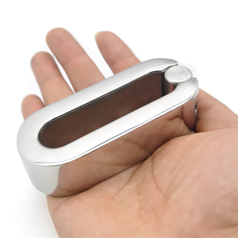 Platte Metalen Scrotum Hanger Balzakstretchers Testis Gewicht penis Terughoudendheid Rvs Cock Lock Ring Mannelijke kuisheid Bdsm Mannen