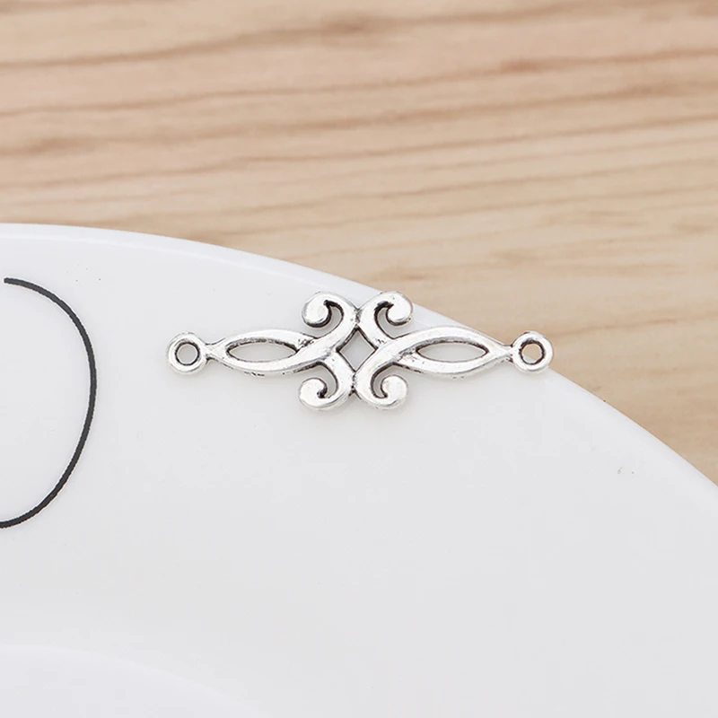 

50pcs Tibetan Silver Celtics Swirl Spiral Vortex Connector Charms for Jewellery Making Findings Accessories 30x9mm