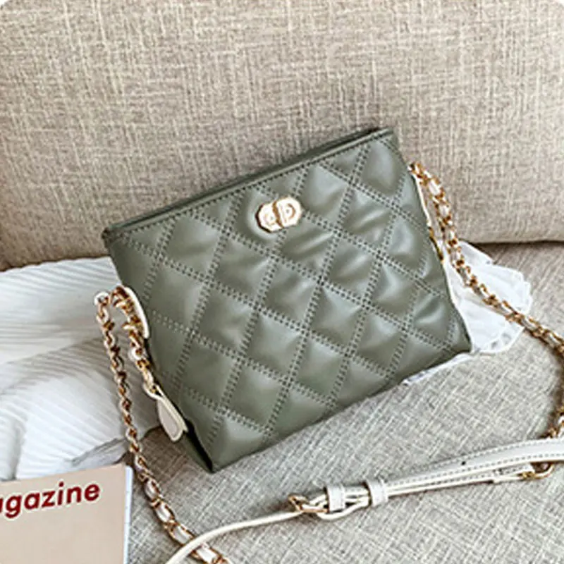 New Versatile Women\'s Bag Fashion Single Shoulder Bag Messenger Bag High Grade Small Bag Rhombic Chain Bag Fashionable Lock Bag