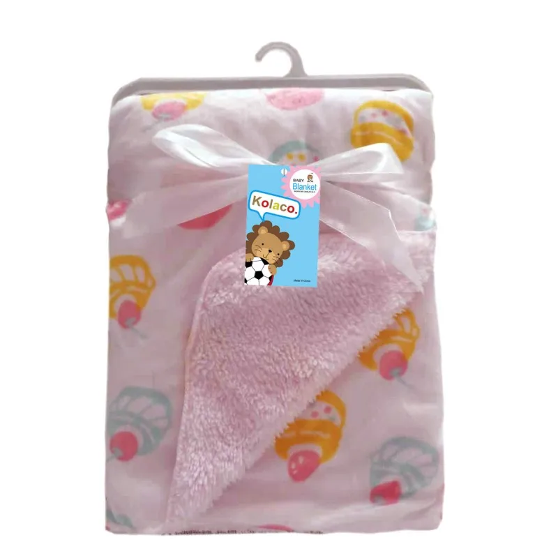 2024 New baby blanket printed and thickened double warm baby blanket short wool blanket 102*76cm