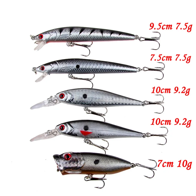 New 5pcs/Set Fishing Lures Mixed 5 Different Style Minnow Model High Quality Carp Wobblers Fishing Tackle Artificial Hard Bait