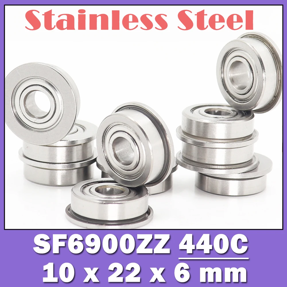 Sf6900zz flangeado de aço inoxidável sf6900 z zz rolamentos de esferas sf6900z rolamento 10*22*6mm (10 pces) duplo blindado