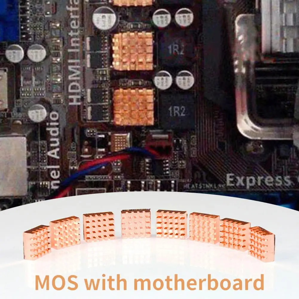 8Pcs Koellichaam Quick Cooling Eenvoudige Structuur Koper Mini Adhesive Terug Ssd Radiator Cooler Voor Pc