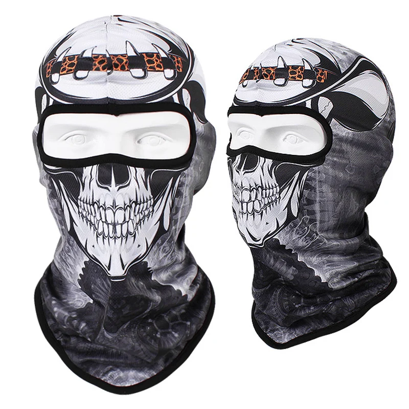 Motorcycle Balaclava Skull Print Moto Full Face Mask Windproof Skiing Head Neck Warmer Cycling Biker Hood Cap Men Helmet Liner