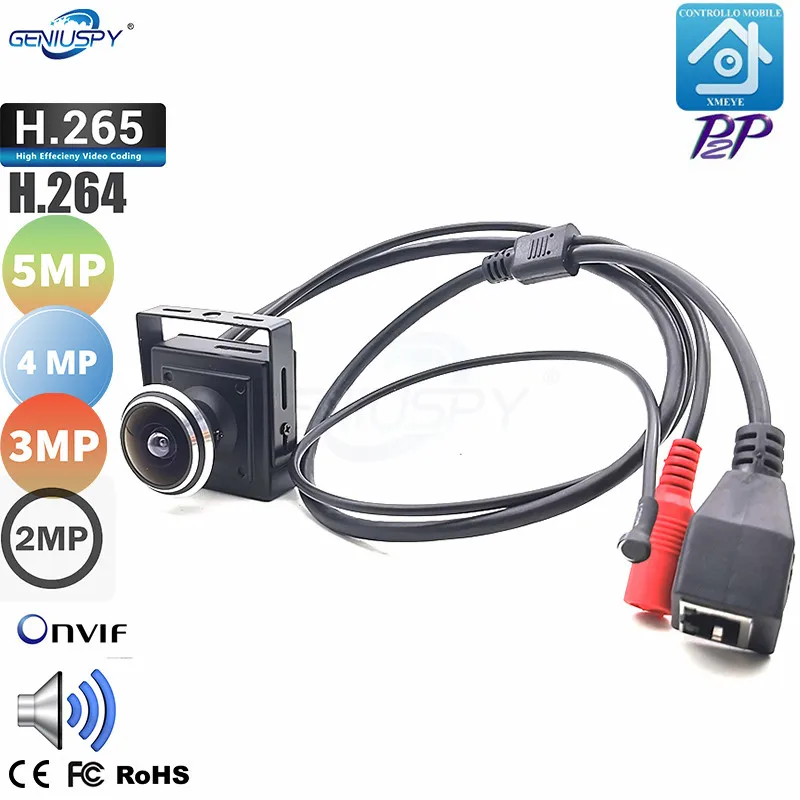 

H.265/H.264 2MP 3MP 4MP 5MP Audio Video Camera MINI IP Camera Microphone P2P Network 1.78mm Fisheye Lens Wide Angle Fisheye Lens