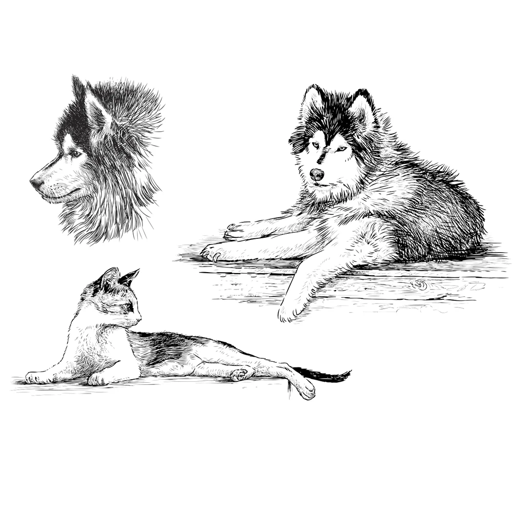 

Cat and Wolf Clear Silicone Stamps Scrapbooking Crafts Decorate Photo Album Embossing Cards Making Clear Stamps New