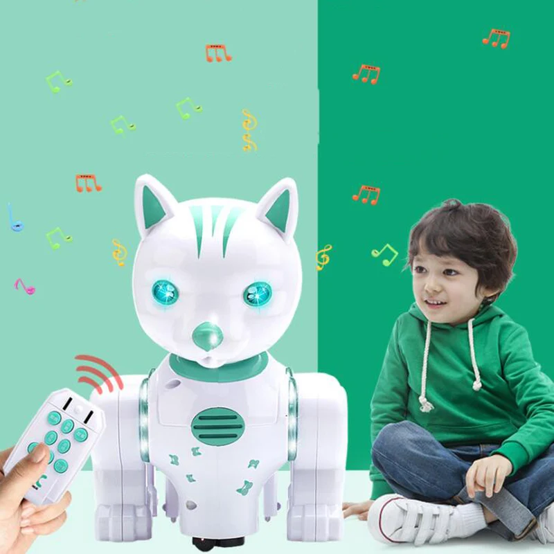 Remote Control Intelligent Robot Cat Infrared Remote Control Music Lighting Voice Pet Touch Dazzling Dance Children\'s Puzzle Toy