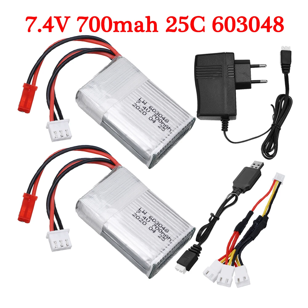 7.4V 700mAh 25C Lipo Battery with 7.4V charger For MJXRC X600 F46 JXD391V Airplane helicopter quadroplane Drone 7.4V RC Car