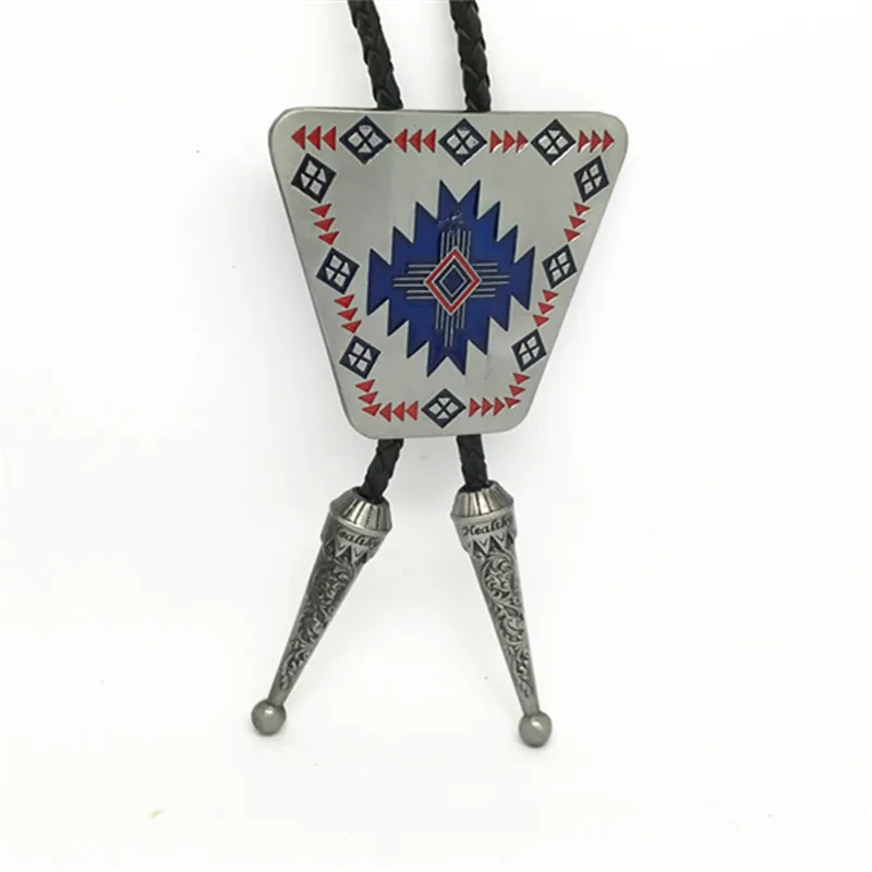 Western cowboy bolo tie shield snowflake snowflake oil zinc alloy leather collar rope