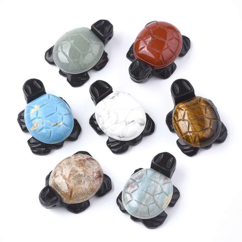 10pcs Cute Jewelry Pendants Natural & Synthetic Mixed Stone Tortoise Shape Pendants Jewelry Making Random Mixed Color