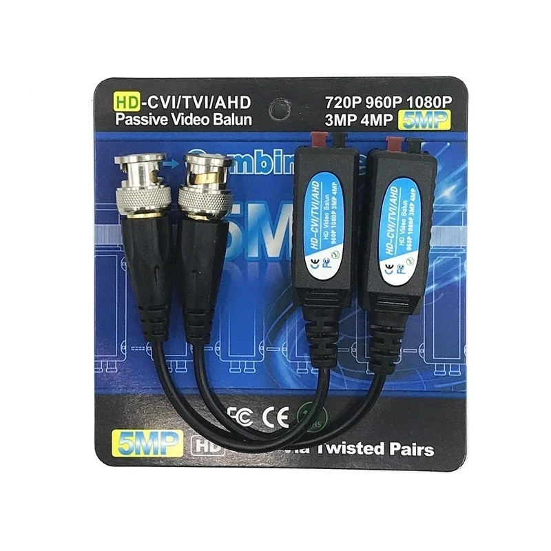 2 Pairs 5MP Twisted Pair AHD TVI CVI Surveillance Camera Video Balun CCTV Passive Accessories Transceivers UTP Balun