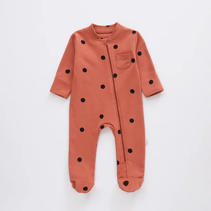 0-24M Print Baby Romper Newborn Kid Baby Boys Girls Autumn Winter Clothes Long Sleeve Zipper Jumpsuit Cotton New born Outfit