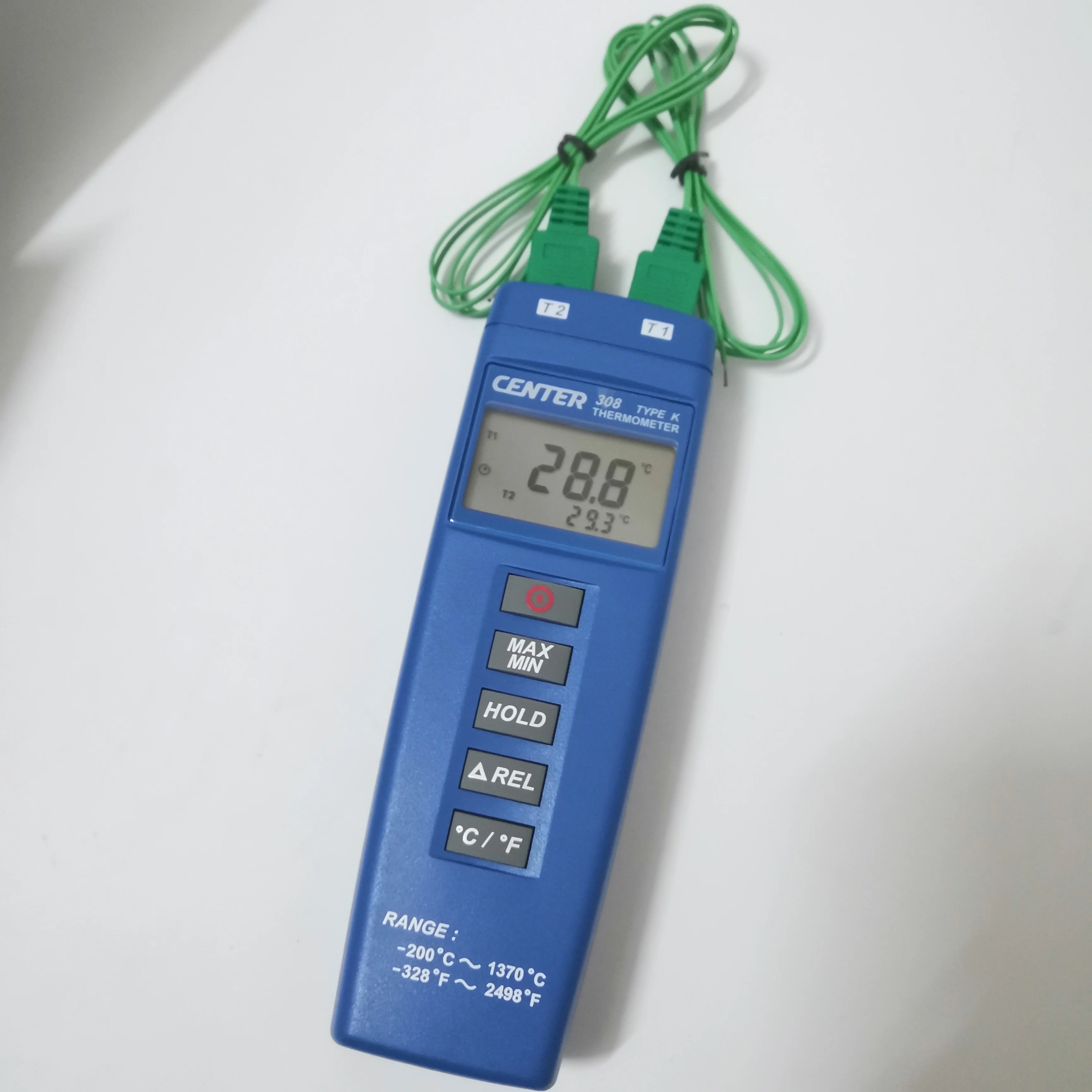 

CENTER 308 Digital Economical Thermometer (Compact Size/Low Cost/Dual Input) -200~1370°C