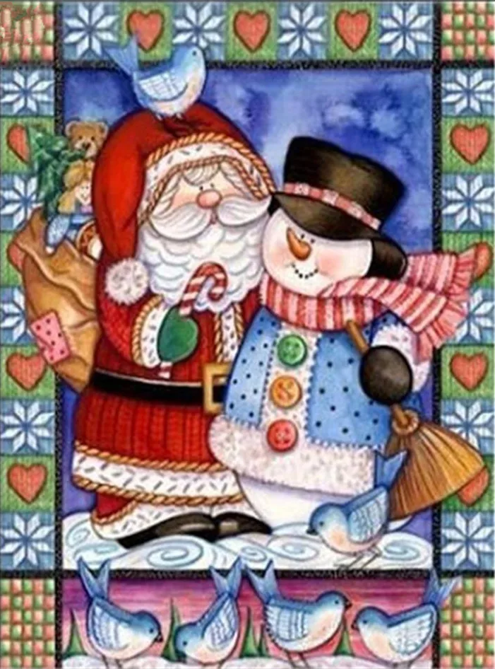 

diamond painting christmas pictures Stunning Santa Snowman Sparrows new diamond painting portrait diamond dots decorations