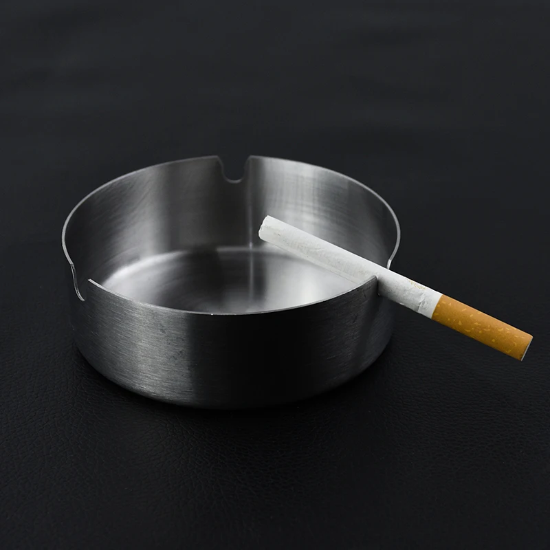 Portable Round Metal Ashtray, Cigarette Ash Tray, Push Down Smoking Ashtray, Cafe Bar, Hotel Home Fashion, Large Capacity, New