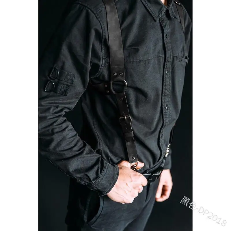 Traje medieval de couro PU para homens, acessório cosplay, cinto de ombro, cinto de peito, guerreiro gótico vintage, cavaleiro, armadura corporal