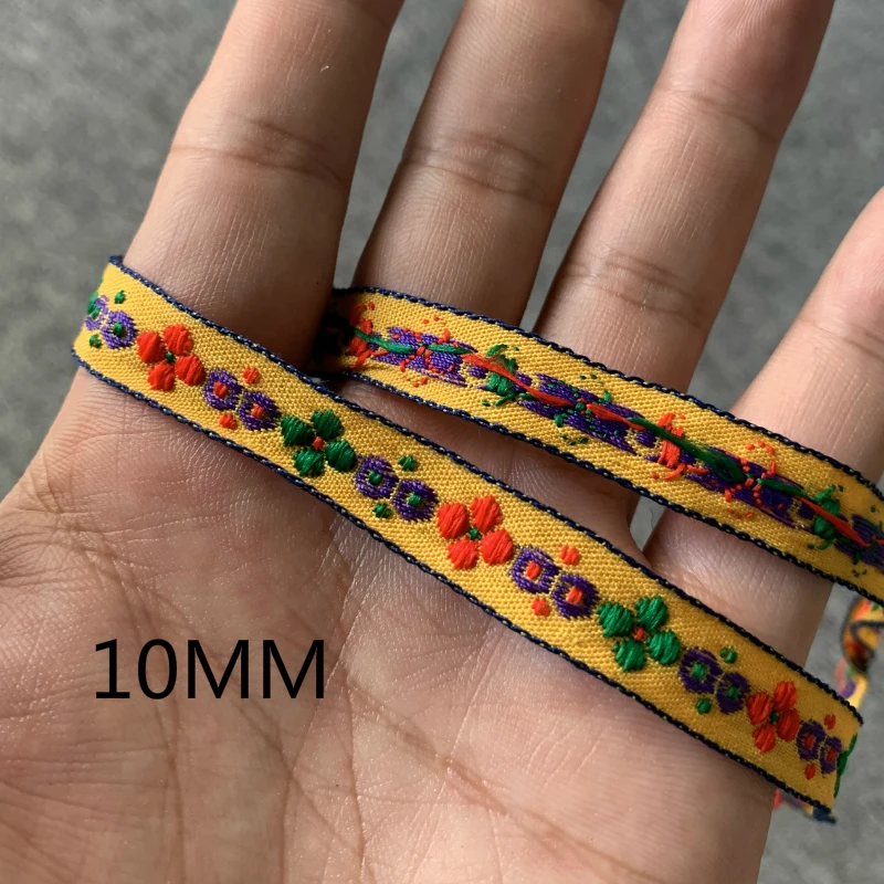 3YARD 3/8 INCH 9-11 MILLIMETRI Etnico Ricamato Jacquard Nastri Trim FAI DA TE Per La Decorazione Artigianato Abbigliamento Da Cucire Copricapi