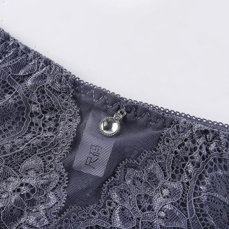 Ultra บาง Breathable กลางเอวผ้าฝ้าย Crotch Lace ชุดชั้นในสตรีเซ็กซี่โปร่งใสตาข่าย Hollow-Out Plus ขนาด