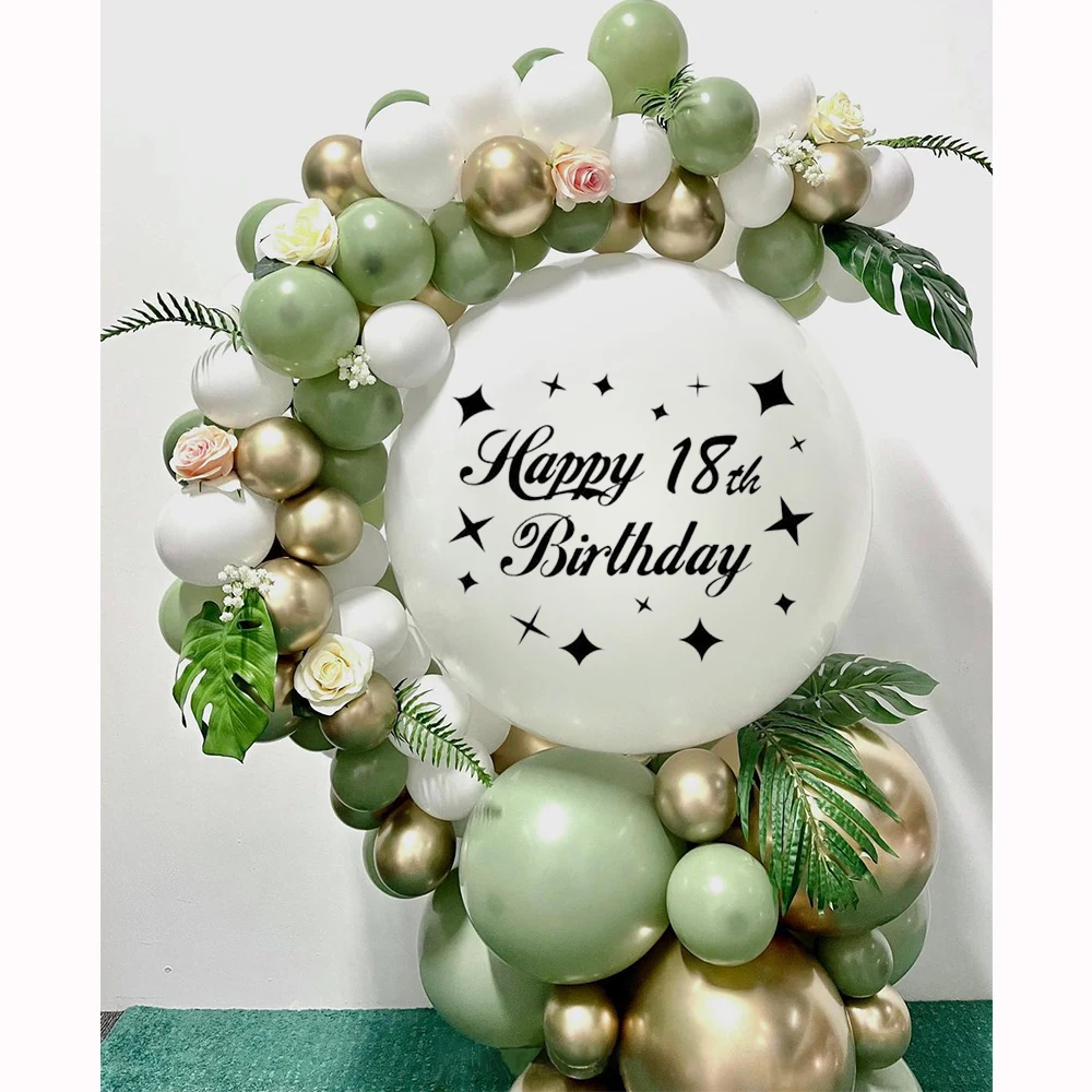 78pcs Avocado Sage Green Balloons Pearl White Gold Chrome Balloon Set 16 18 20 30th Birthday Party Bridal Wedding Decorations