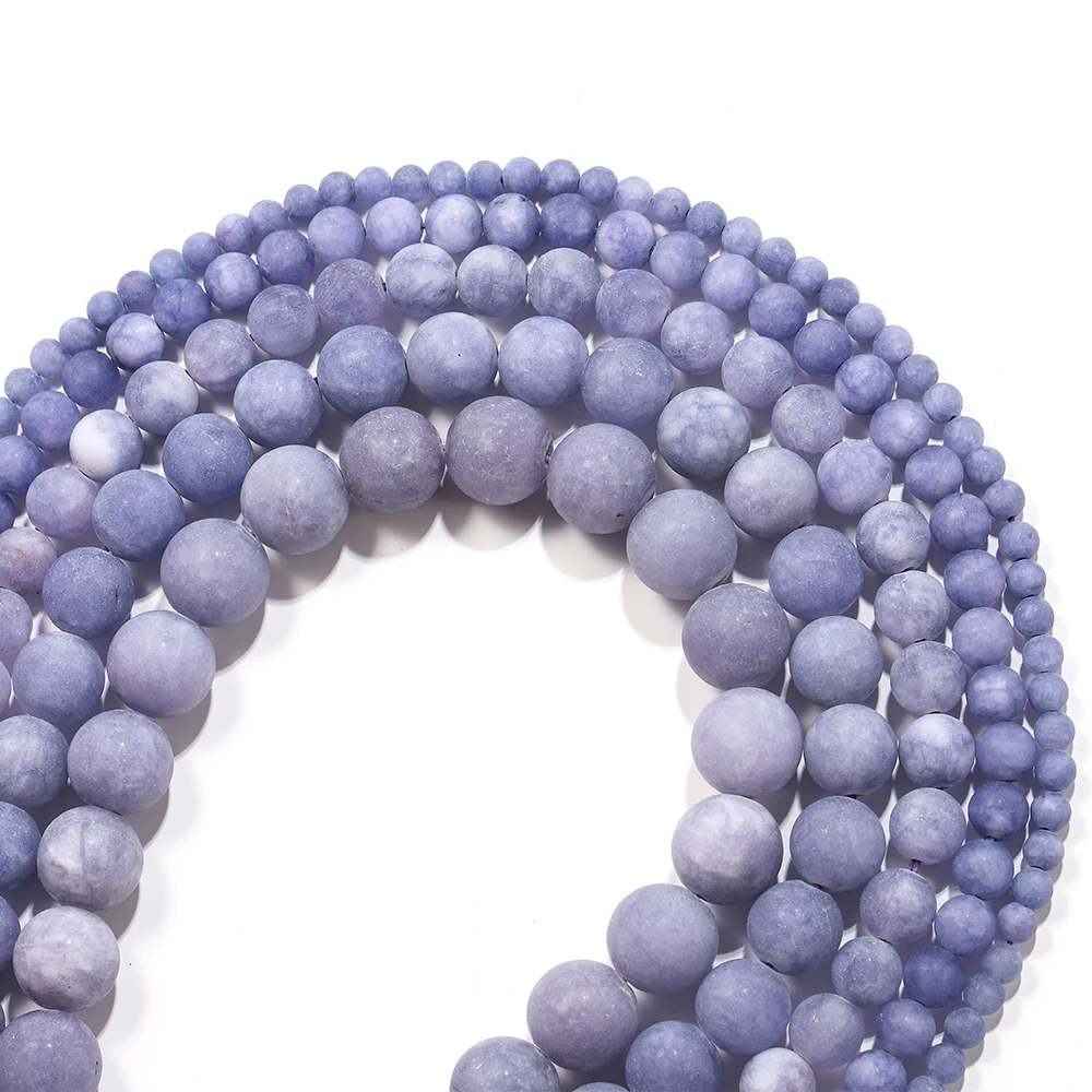 

1strand/lot 4-12MM Frosted Purple Chalcedony Jades Beads Matte Round Loose Spacer Beads Jewelry Making DIY Necklace Making