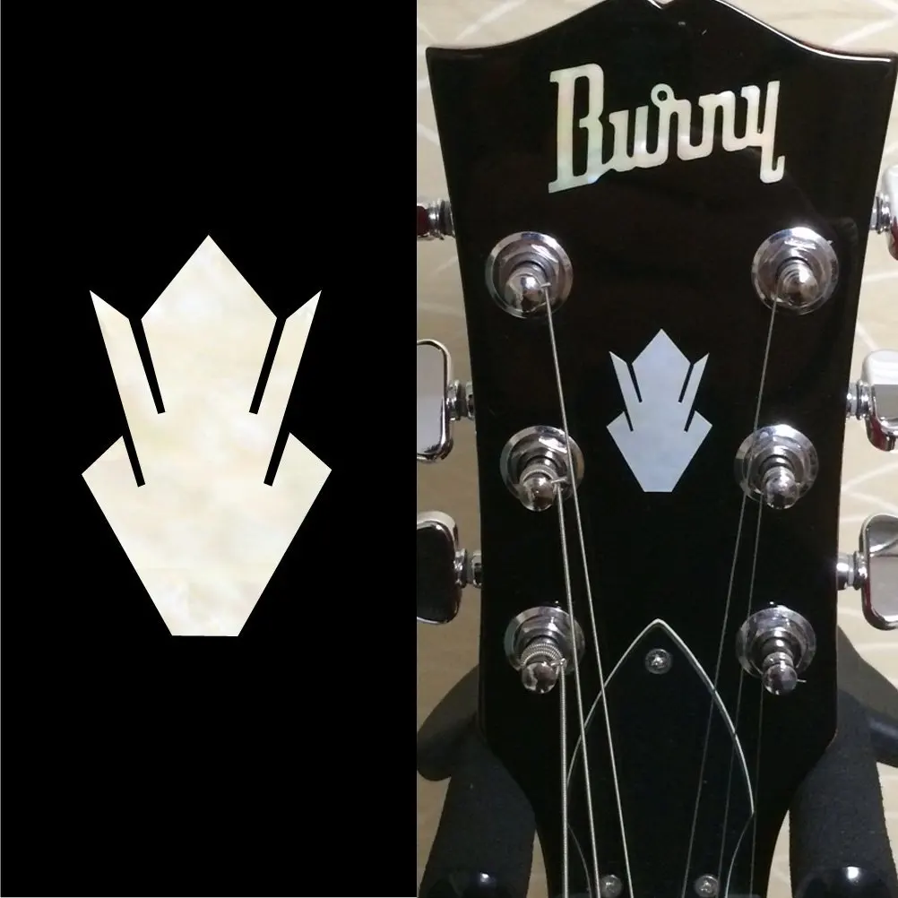 Inlay Sticker Decal Guitar Headstock In MOP Theme - LP Vintage Crown White/Gold