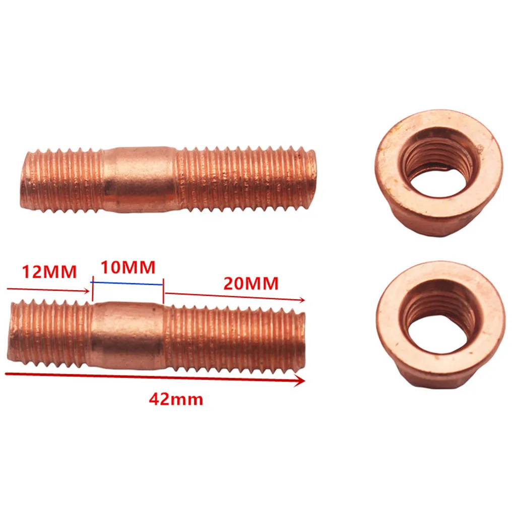 EXHAUST MANIFOLD STUDS NUTS SET M10 x 1.5 42MM  - Copper Plated