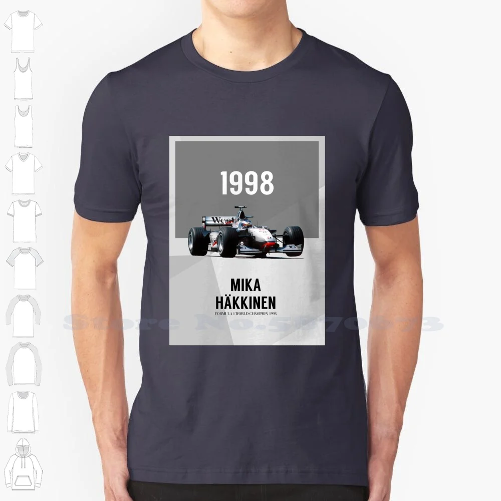 Mika Hakkinen World Champion 1998 Black White Tshirt For Men Women Hakkinen Mika Mika Hakkinen H?kkinen Mika H?kkinen 1998 1998