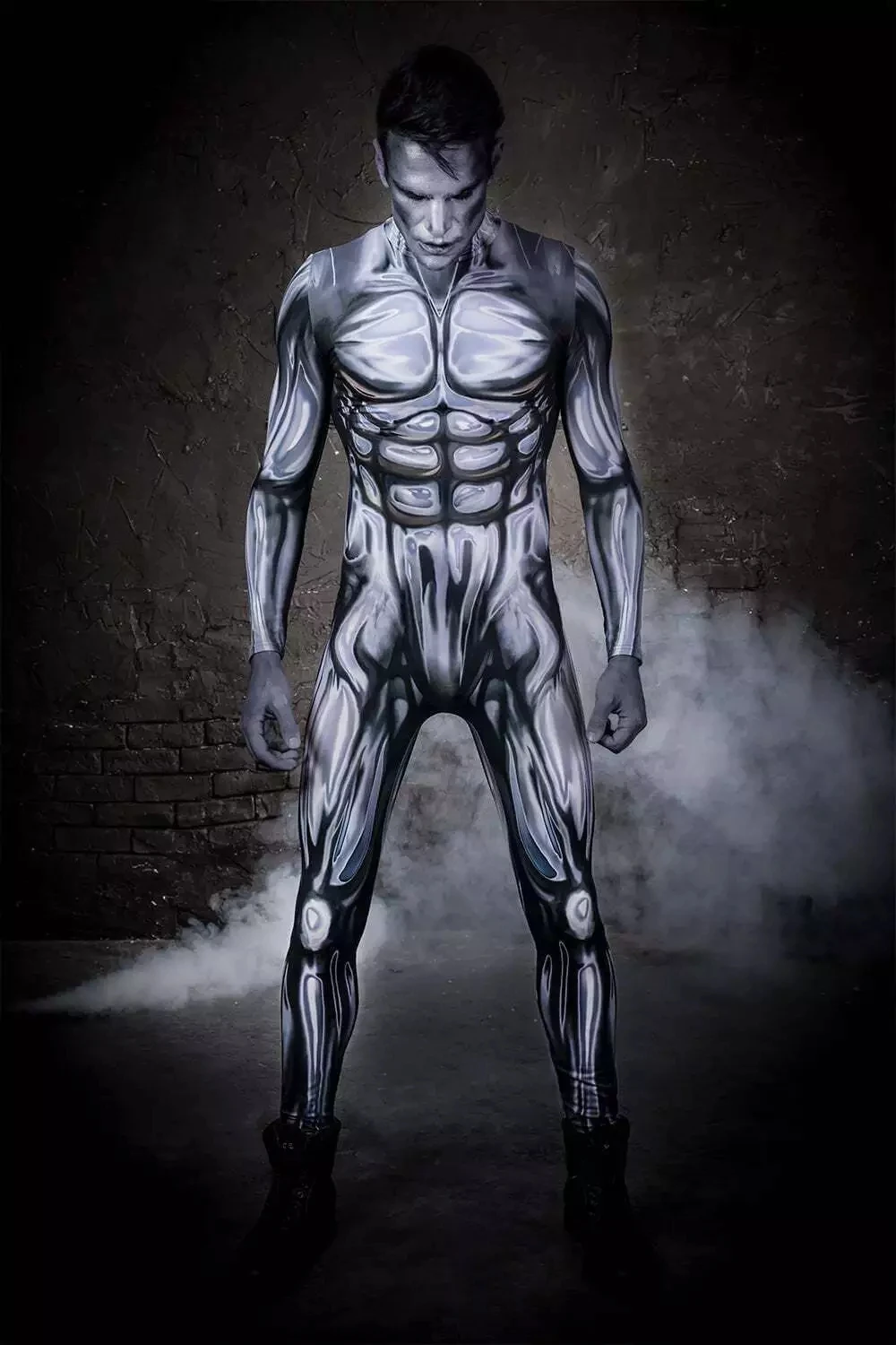 Silver Cosplay Costume 3D Printed Spandex Zentai Silver suit Halloween Catsuit Custom Made Only Bodysuit