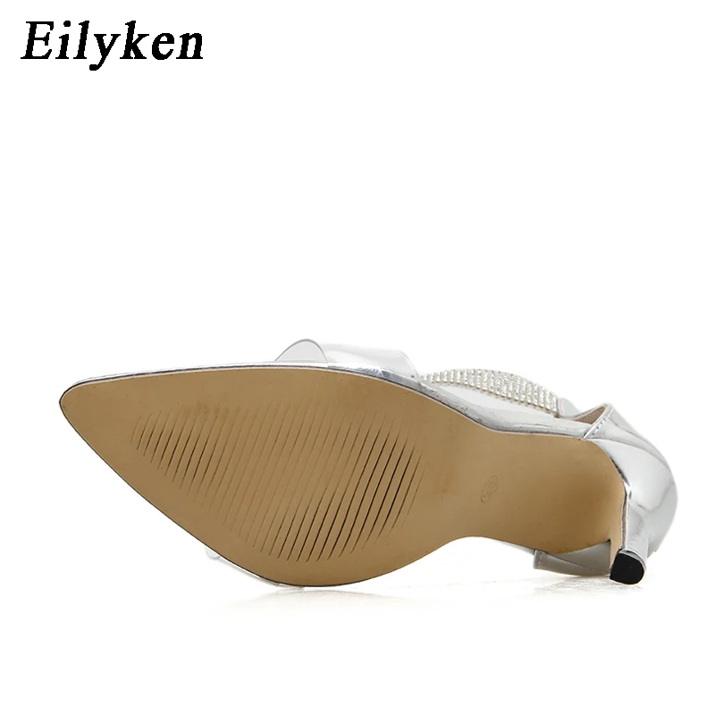 Eilyken Crystal Ankle Strap Women Sandals Street Style Open Toe Transparent Thin High Heels Dress Female Summer Shoes