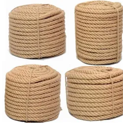 50meter 5-24mm Natural Jute 3 Shares Twisted Cord Hemp Rope DIY Craft Decoration Rope Thread for Gift Packing / Bags / Tag