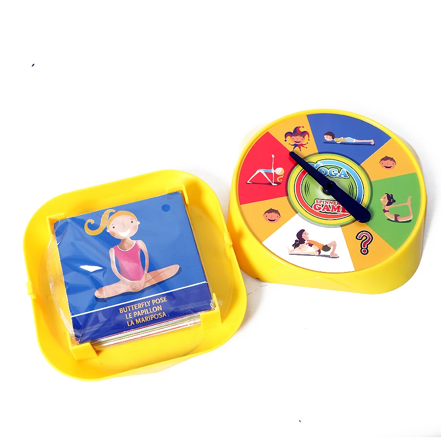 Jeu Spinner de Yoga créatif pour enfants, un jeu de flexibilité amusant, équilibre avec 54 cartes de Pose de Yoga, jouets éducatifs pour la famille