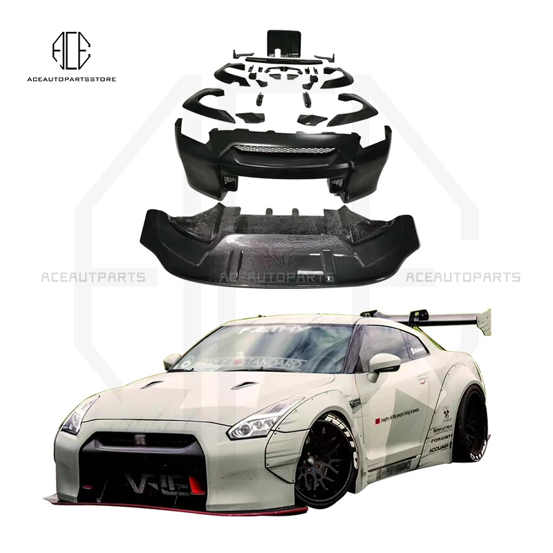 Car-styling For Nissan GTR R35 LB Style Glass Fiber Front Fender With Apron Tuning Part FRP&Carbon fiber Body Kit