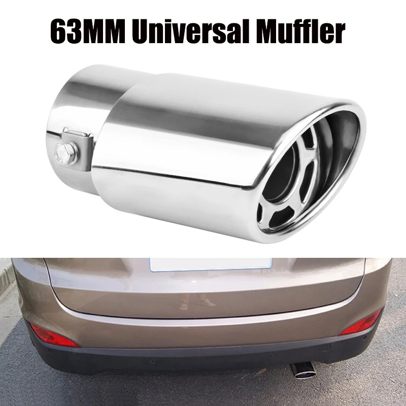 

Universal Auto Car SUV Exhaust End Tips Vent Pipe Rear Round Muffler Stainless Steel Fit On 63mm Diameter Modified