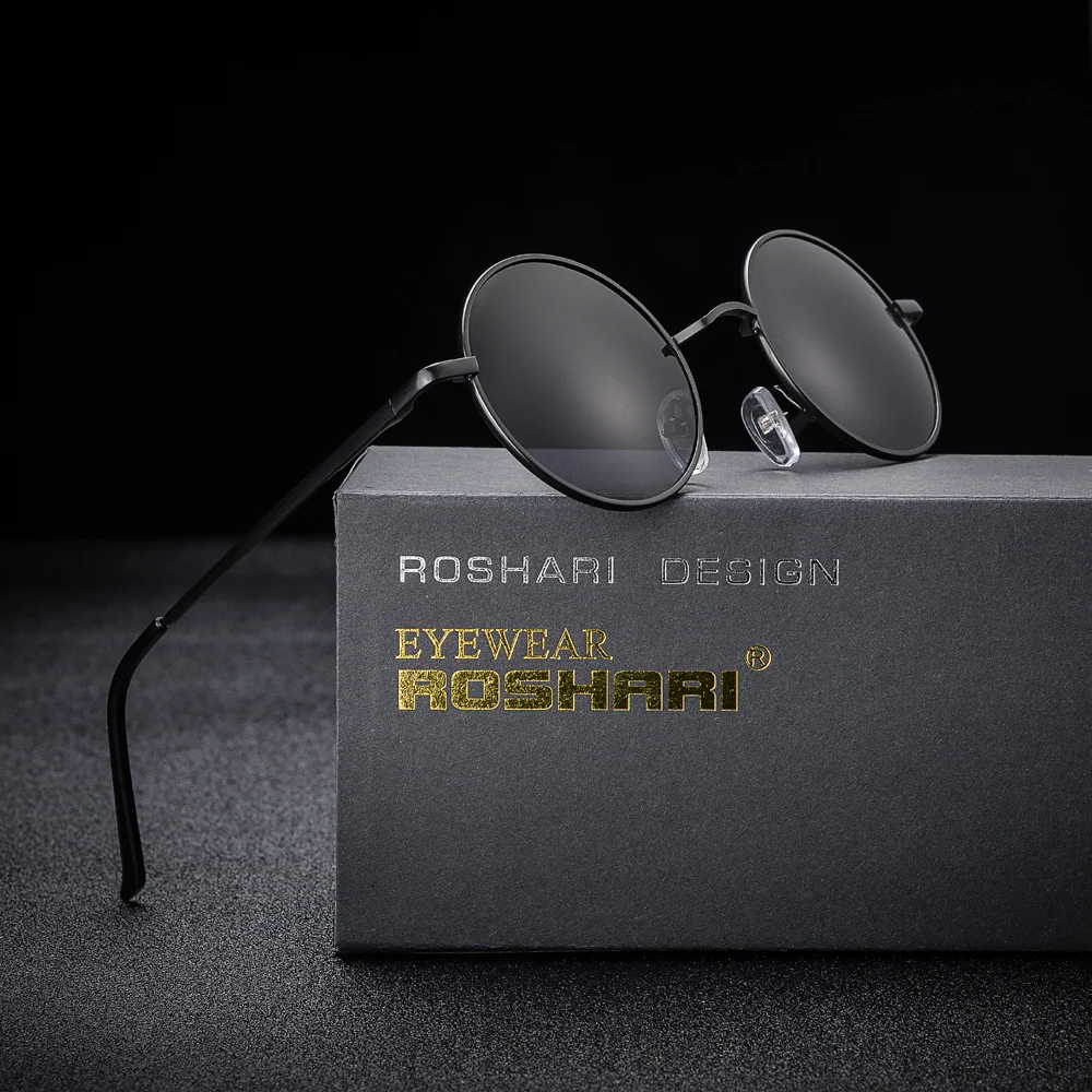 RoShari Vintage Round Polarized Hippie Sunglasses Small Circle Sun Glasses John Lennon A04 With Box