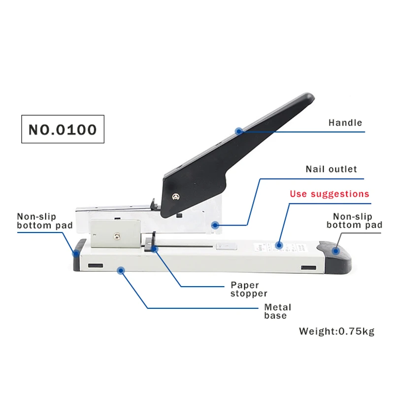 Huapuda 0100 & 0240 โลหะHeavy Duty Staplerขนาดใหญ่ความจุกระดาษBinding/เย็บเครื่องเย็บกระดาษสำนักงานเย็บกระดาษด้วยมือ/...