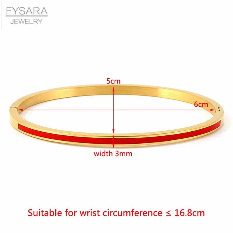 FYSARA 3mm Thin Colorful Orange Enamel Bangles Bracelets for Women Party Fashion Bangles Stainless Steel Jewelry 7 Color