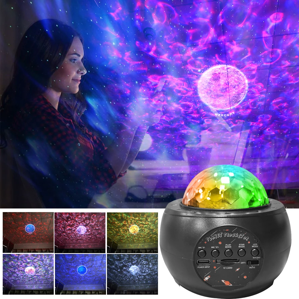 

USB LED Star Night Light Bluetooth-compatible Music Starry Sky Water Wave LED Projector Light Room Galaxy Atmosphere Light Decor