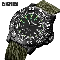 SKMEI Men Watch Luxury Dress Nylon Strap Fashion Wristwatch Simple Dial Design Quartz Watch Calendar 30M Waterproof Clock Man