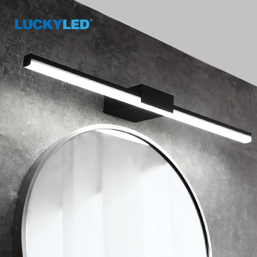 LUCKYLED Led Wall Light 8w 12w Bathroom Wall Light Black White Sconce Lamp AC90-260V Wall Mount Light Fixtures Indoor Wall Lamp