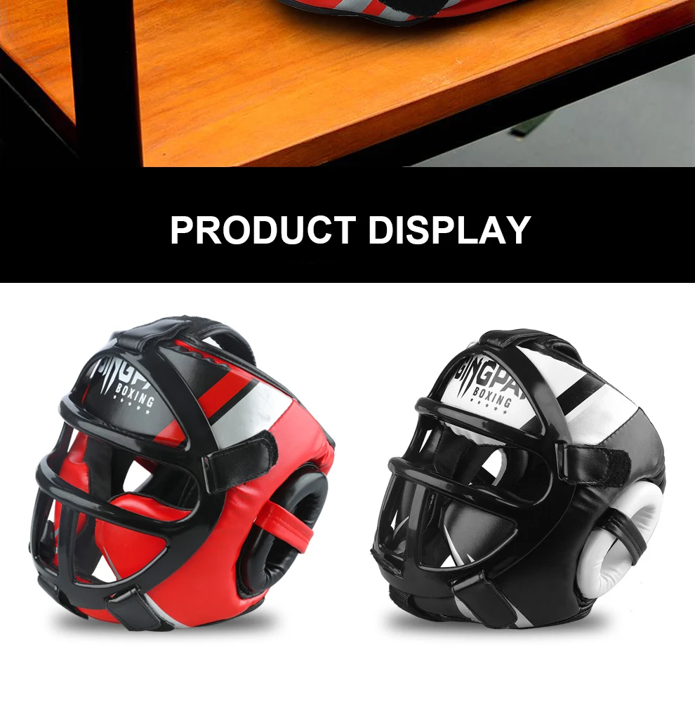 Hochwertiger PU-Leder Boxhelm Kopfschutz für Erwachsene und Kinder Professioneller Wettkampf-Kopfschutz MMA Muay Thai Kickboxen Kopfschutz – Detail 17