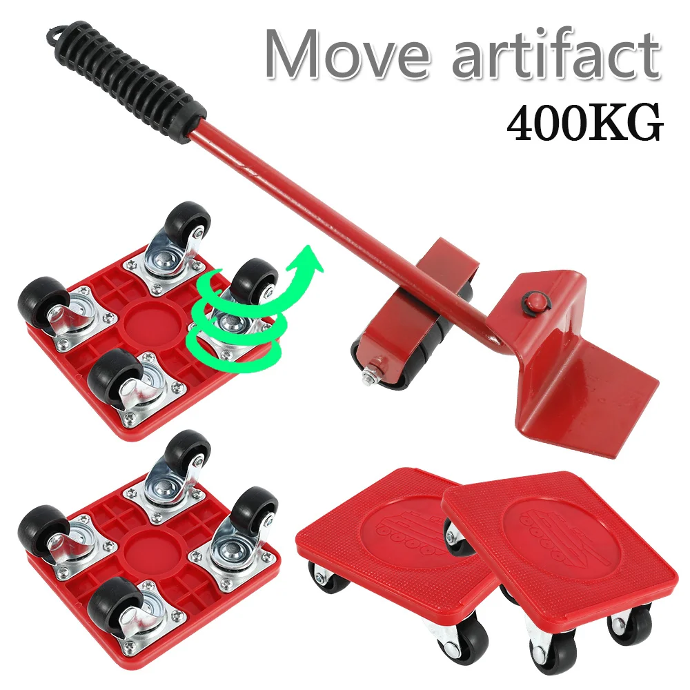 

Heavy Furniture Mover Set Shifter Lifter Wheels Transport Lifter with Universal Wheel Stuffs Moving Roller Bar Hand Tools