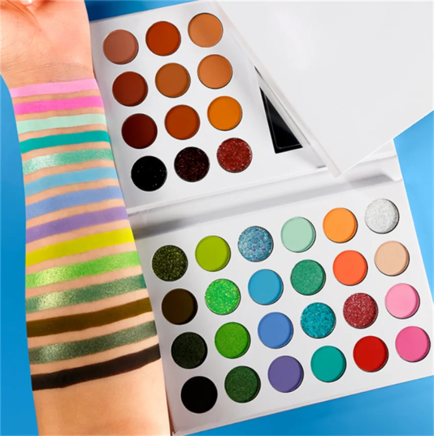 

10pcs Eyeshadow Palette Priavte Label Cosmetics Wholesale Eye Shadow Bright Green Blue Natural Nude Shades No Logo Eyeshadow