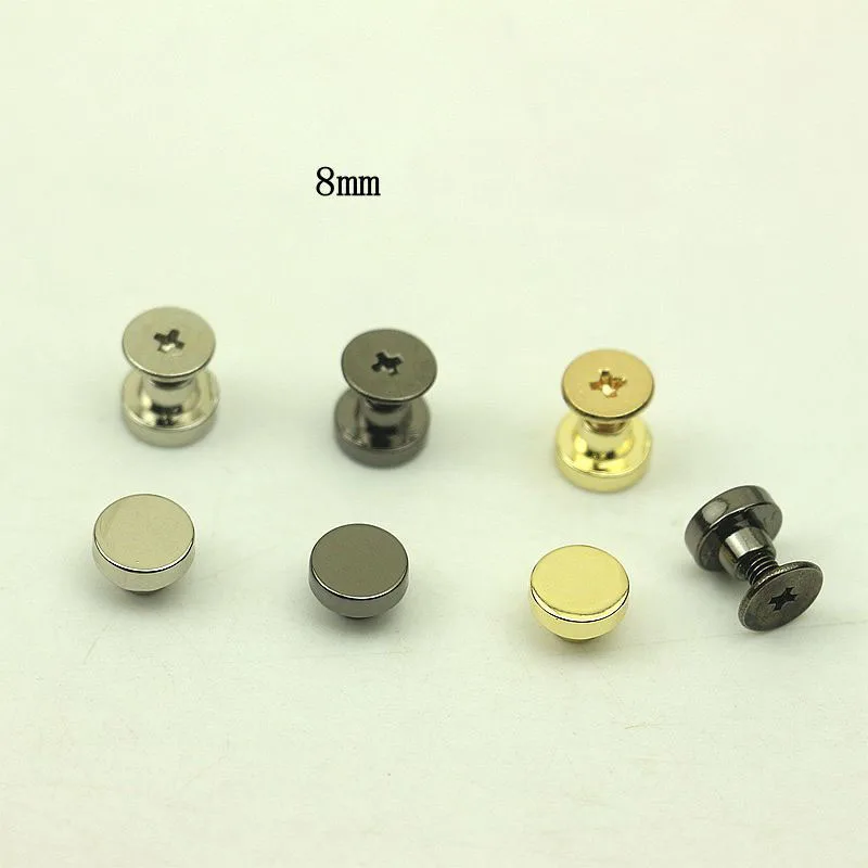 

100pcs 8mm Metal Screw Back Feet Flat Rivets for Leather Studs Nail Garment Leather Craft Belt Wallet Bag Decoration Hardware