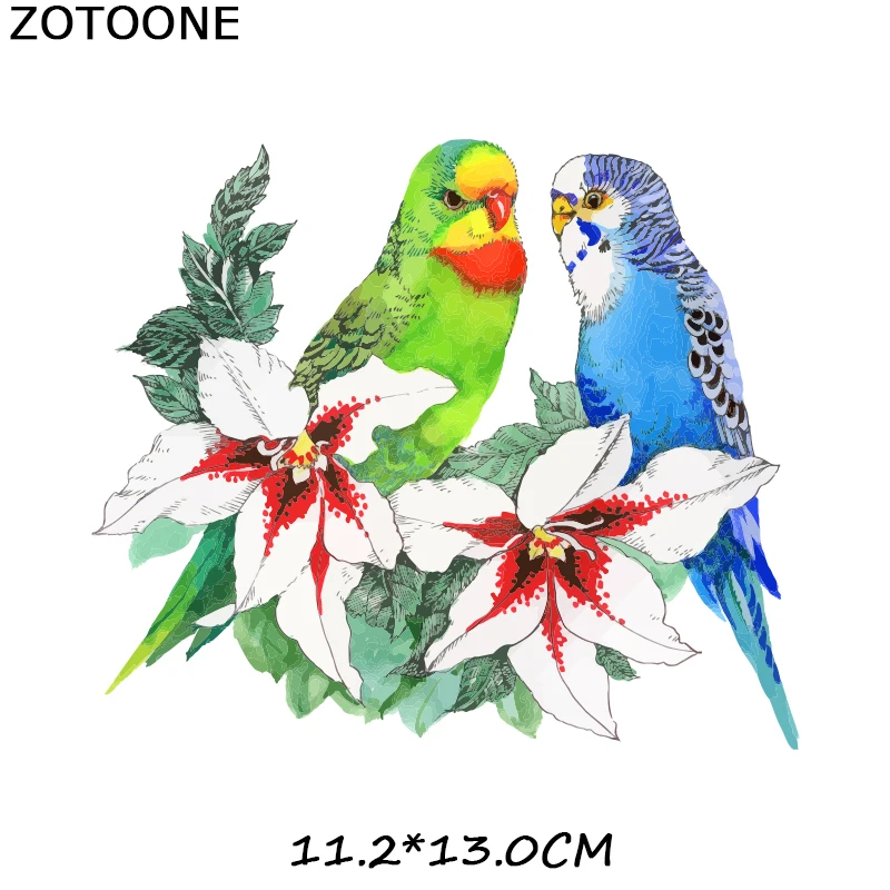 ZOTOONE Cartoon Bird Flower Patch Ironing Applique Animal Stickers for Clothing Thermo Transfers for Kids Patches for T-shirt D