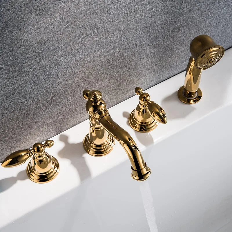 Luxury gold brass bathroom bathtub shower faucet GOOD Quality cold hot water bathtub faucet 4 hole or 5 hole,Gold Chrome